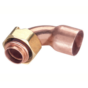 Curved copper fittings with sealable nut